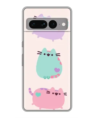 Чехол для Google Pixel 7 Pro с картинкой «Pusheen трио»