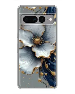 Чехол для Google Pixel 7 Pro с картинкой «Белый цветок и золотой флюид»