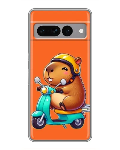 Чехол для Google Pixel 7 Pro с картинкой «Капибара на скутере»