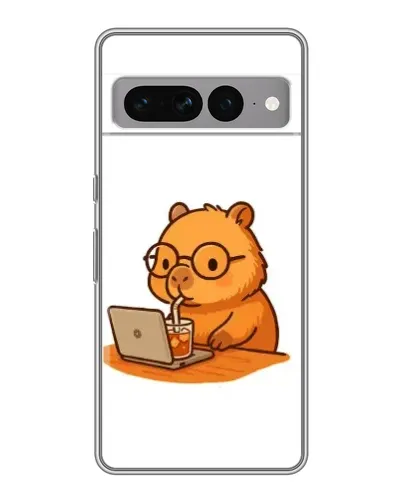 Чехол для Google Pixel 7 Pro с картинкой «Капибара с ноутбуком»