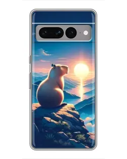 Чехол для Google Pixel 7 Pro с картинкой «Закат солнца с капибарой»
