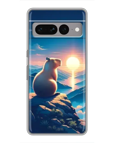 Чехол для Google Pixel 7 Pro с картинкой «Закат солнца с капибарой»