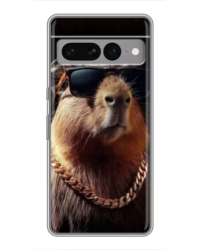 Чехол для Google Pixel 7 Pro с картинкой «Капибара золотая цепь»
