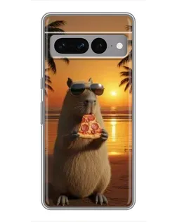 Чехол для Google Pixel 7 Pro с картинкой «Капибара с пиццей»