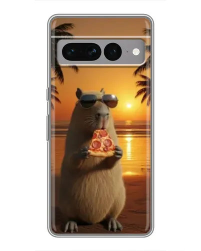 Чехол для Google Pixel 7 Pro с картинкой «Капибара с пиццей»