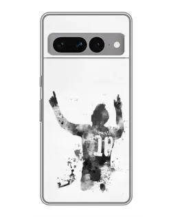 Чехол для Google Pixel 7 Pro с картинкой «Черно-белый силуэт Месси»