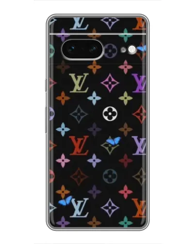 Чехол для Google Pixel 7 с картинкой «Цветная монограмма LV»