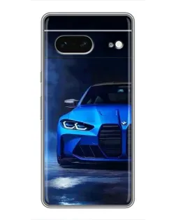 Чехол для Google Pixel 7 с картинкой «Голубая BMW M4»