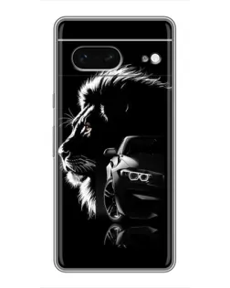 Чехол для Google Pixel 7 с картинкой «BMW и лев»