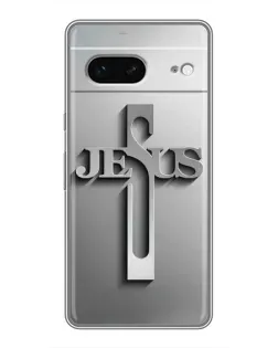 Чехол для Google Pixel 7 с картинкой «Металлический крест Jesus»
