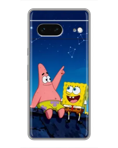 Чохол для Google Pixel 7 з картинкою «Губка Боб та Патрік вночі»