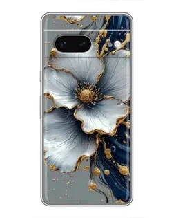 Чехол для Google Pixel 7 с картинкой «Белый цветок и золотой флюид»