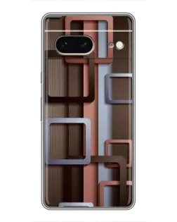 Чехол для Google Pixel 7 с картинкой «Коричневые объемные квадраты»