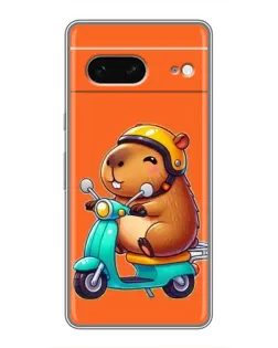 Чехол для Google Pixel 7 с картинкой «Капибара на скутере»