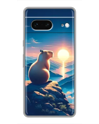 Чехол для Google Pixel 7 с картинкой «Закат солнца с капибарой»