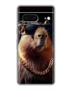 Чехол для Google Pixel 7 с картинкой «Капибара золотая цепь»