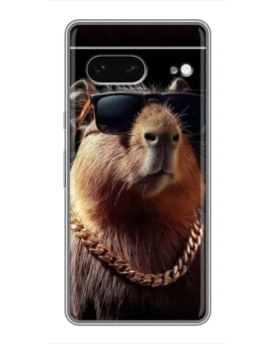 Чехол для Google Pixel 7 с картинкой «Капибара золотая цепь»