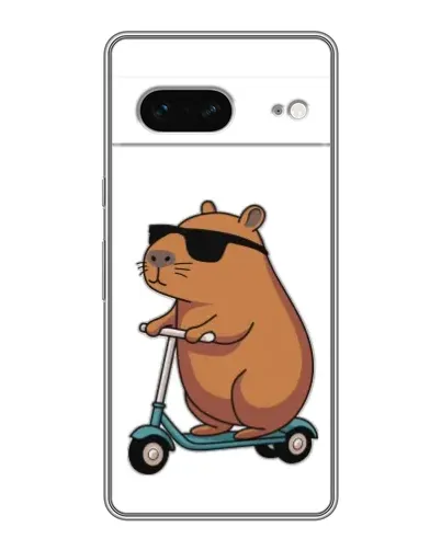 Чехол для Google Pixel 7 с картинкой «Капибара на самокате»