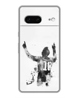 Чехол для Google Pixel 7 с картинкой «Черно-белый силуэт Месси»