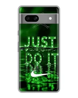 Чехол для Google Pixel 7A с картинкой «Зеленый неоновый Nike»
