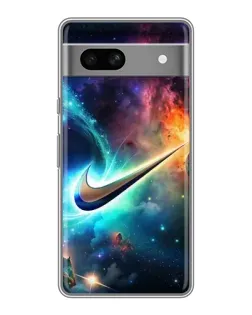 Чехол для Google Pixel 7A с картинкой «Космический Nike Swoosh»