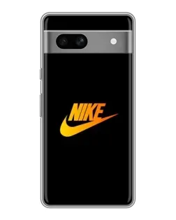 Чехол для Google Pixel 7A с картинкой «Золотой логотип Nike»