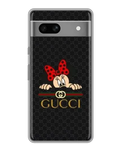 Чехол для Google Pixel 7A с картинкой «Минни Маус Gucci — черный»