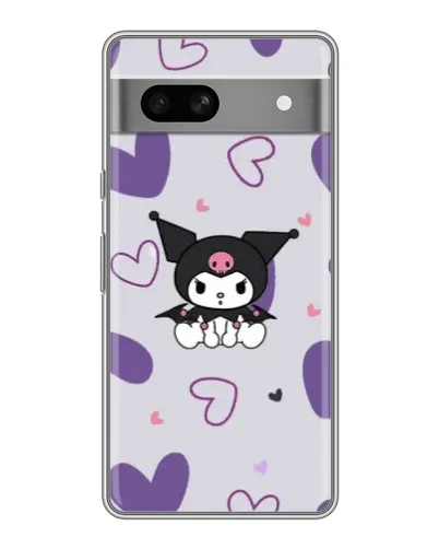 Чохол для Google Pixel 7A з картинкою «Kuromi та лавандові серця»