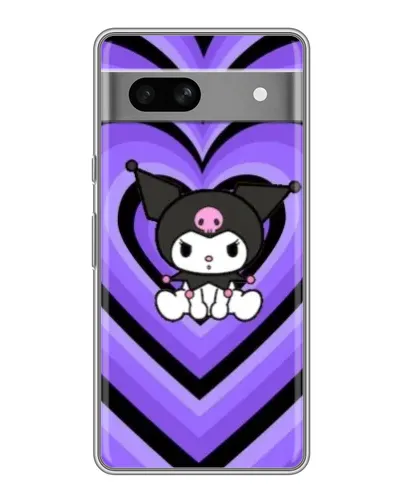 Чохол для Google Pixel 7A з картинкою «Kuromi та фіолетові серця»