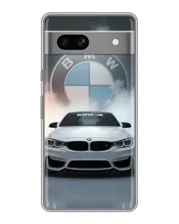 Чехол для Google Pixel 7A с картинкой «BMW в белом дыму»