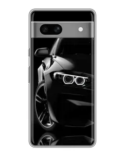 Чехол для Google Pixel 7A с картинкой «Черная BMW — профиль»