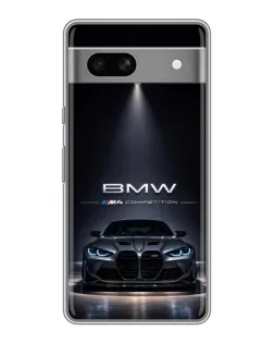 Чехол для Google Pixel 7A с картинкой «BMW сквозь ночной город»