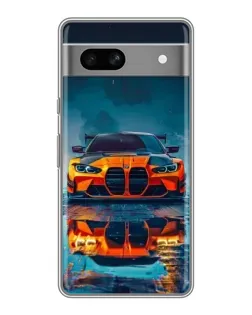 Чехол для Google Pixel 7A с картинкой «BMW — золотая эмблема»