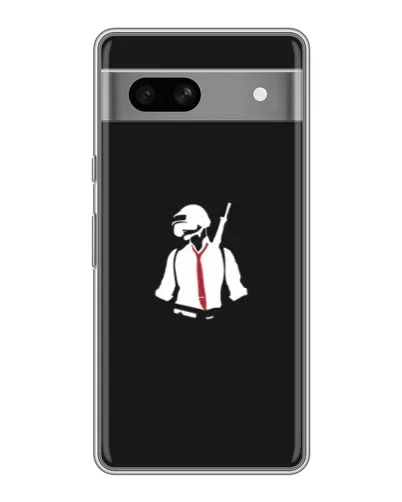 Чехол для Google Pixel 7A с картинкой «PUBG — силуэт воина»