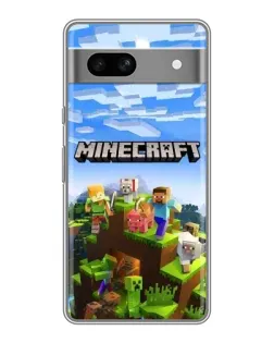 Чехол для Google Pixel 7A с картинкой «Minecraft классический мир»