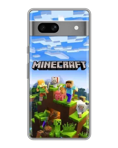 Чехол для Google Pixel 7A с картинкой «Minecraft классический мир»