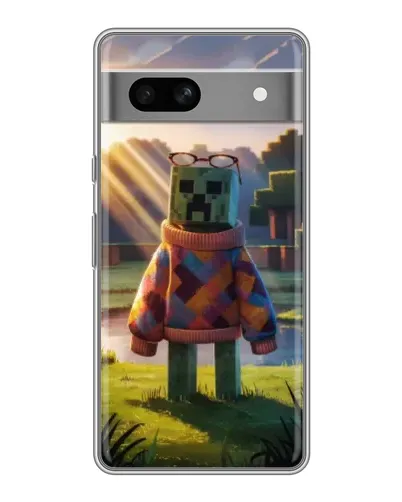 Чехол для Google Pixel 7A с картинкой «Крипер в свитере»