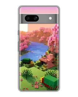 Чехол для Google Pixel 7A с картинкой «Розовое дерево Minecraft»