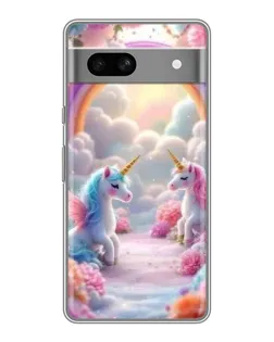 Чохол для Google Pixel 7A з картинкою «Веселка і єдинороги»