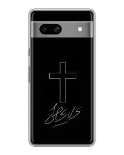 Чехол для Google Pixel 7A с картинкой «Графический крест Jesus»