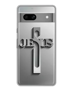 Чехол для Google Pixel 7A с картинкой «Металлический крест Jesus»