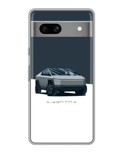 Чехол для Google Pixel 7A с картинкой «Серебристый Cybertruck Tesla»