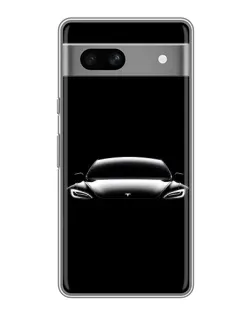 Чехол для Google Pixel 7A с картинкой «Фары Tesla Night»
