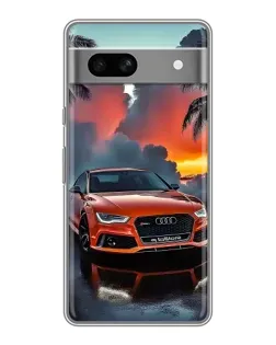 Чехол для Google Pixel 7A с картинкой «Audi — закат»