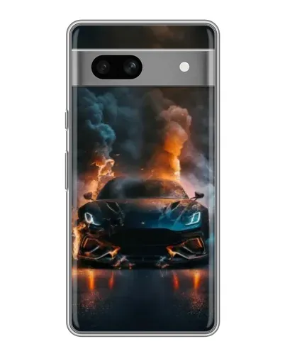 Чехол для Google Pixel 7A с картинкой «Lamborghini дымная эстетика»
