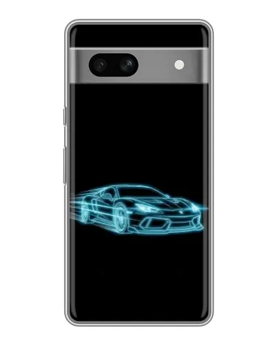 Чехол для Google Pixel 7A с картинкой «Неоновый контур Lamborghini»