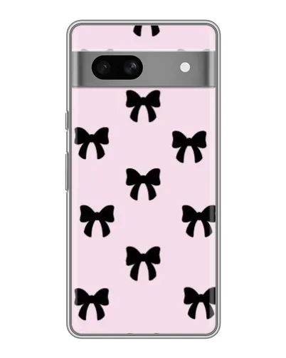 Чехол для Google Pixel 7A с картинкой «Черные банты Coquette»
