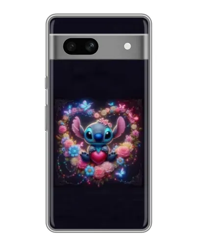 Чехол для Google Pixel 7A с картинкой «Stitch в цветах»