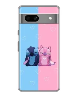 Чехол для Google Pixel 7A с картинкой «Stitch и Angel Love»