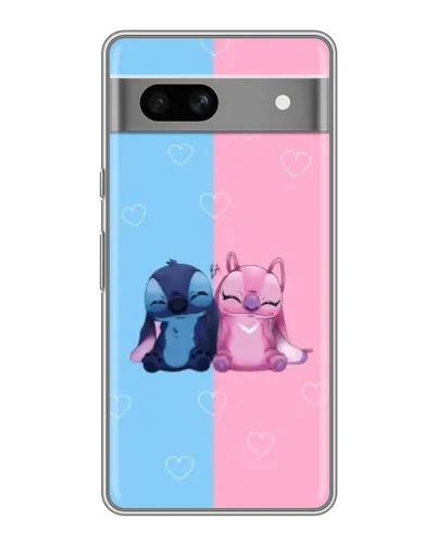 Чехол для Google Pixel 7A с картинкой «Stitch и Angel Love»